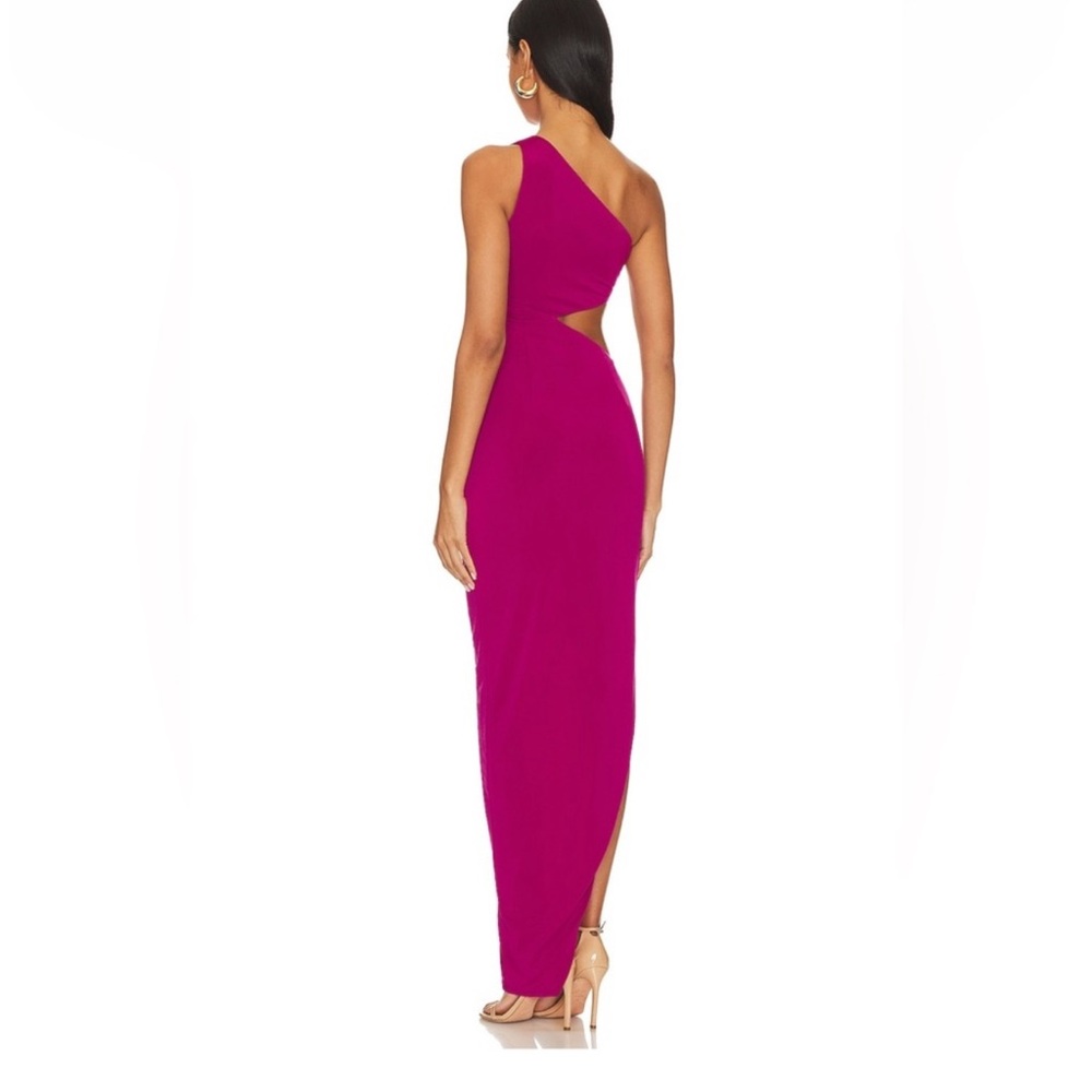 Katie May Pink Asymmetrical One-Shoulder Gown View 2